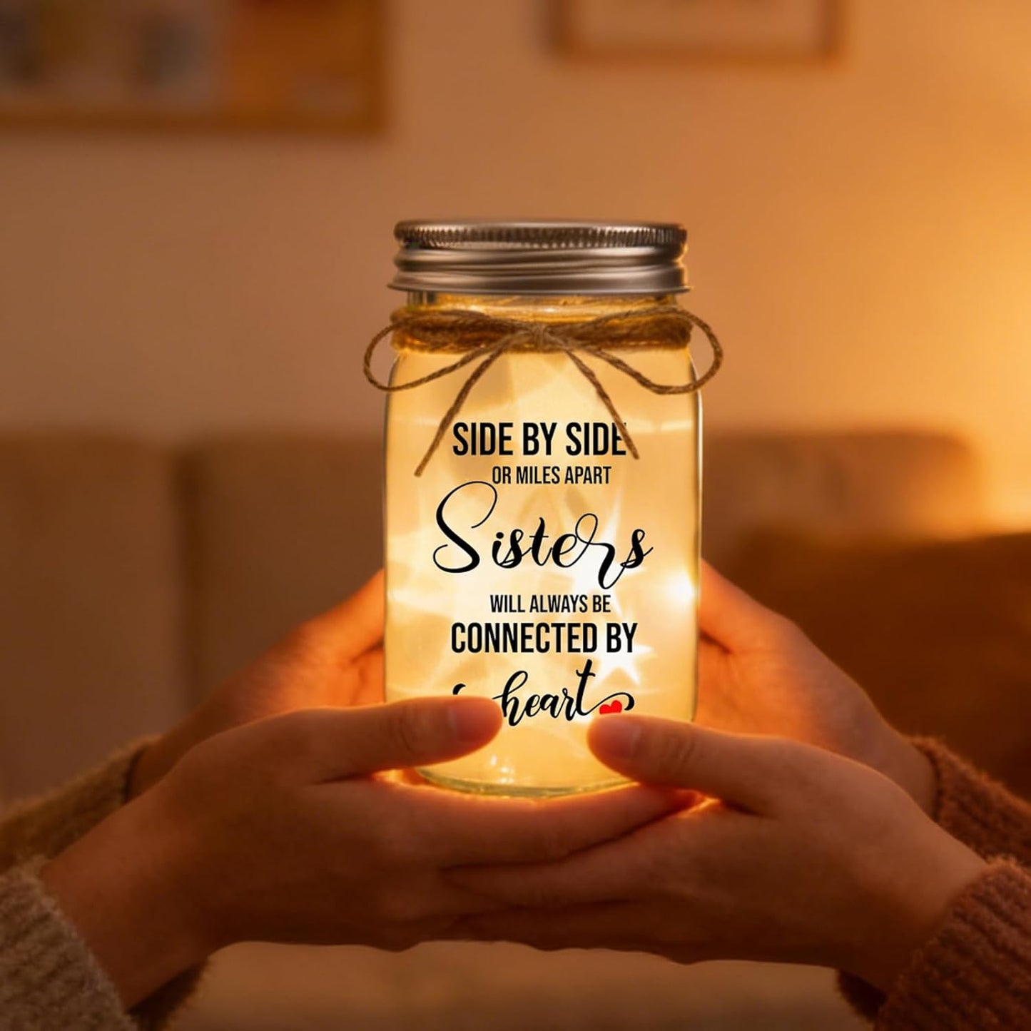 Luz nocturna Mason Jar Regalo para Hermanas
