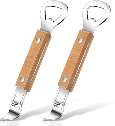2 Unids Abrelatas con Imán Mango Madera Acero Inox para S Bebidas
