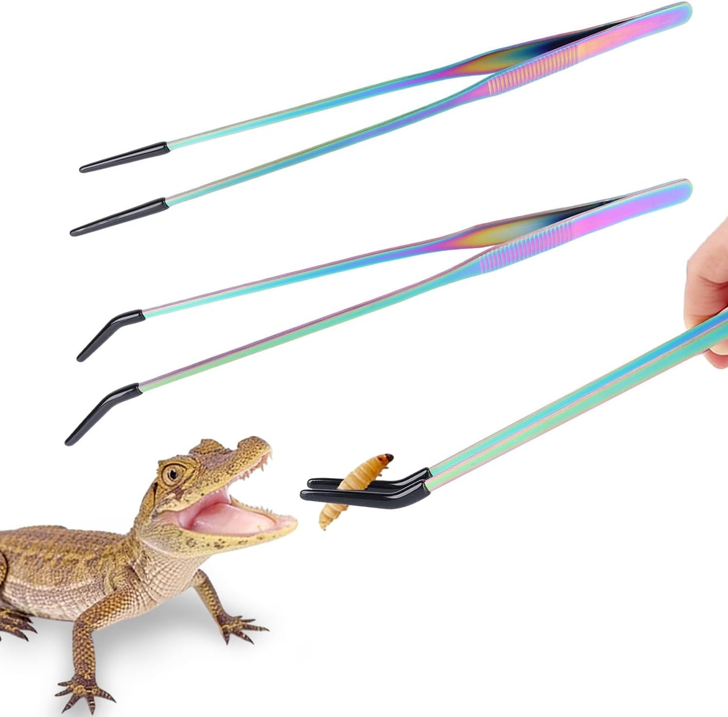 2 Pzas Pinzas Reptil Acero Inox 10.6pulg Rectas y Curvas