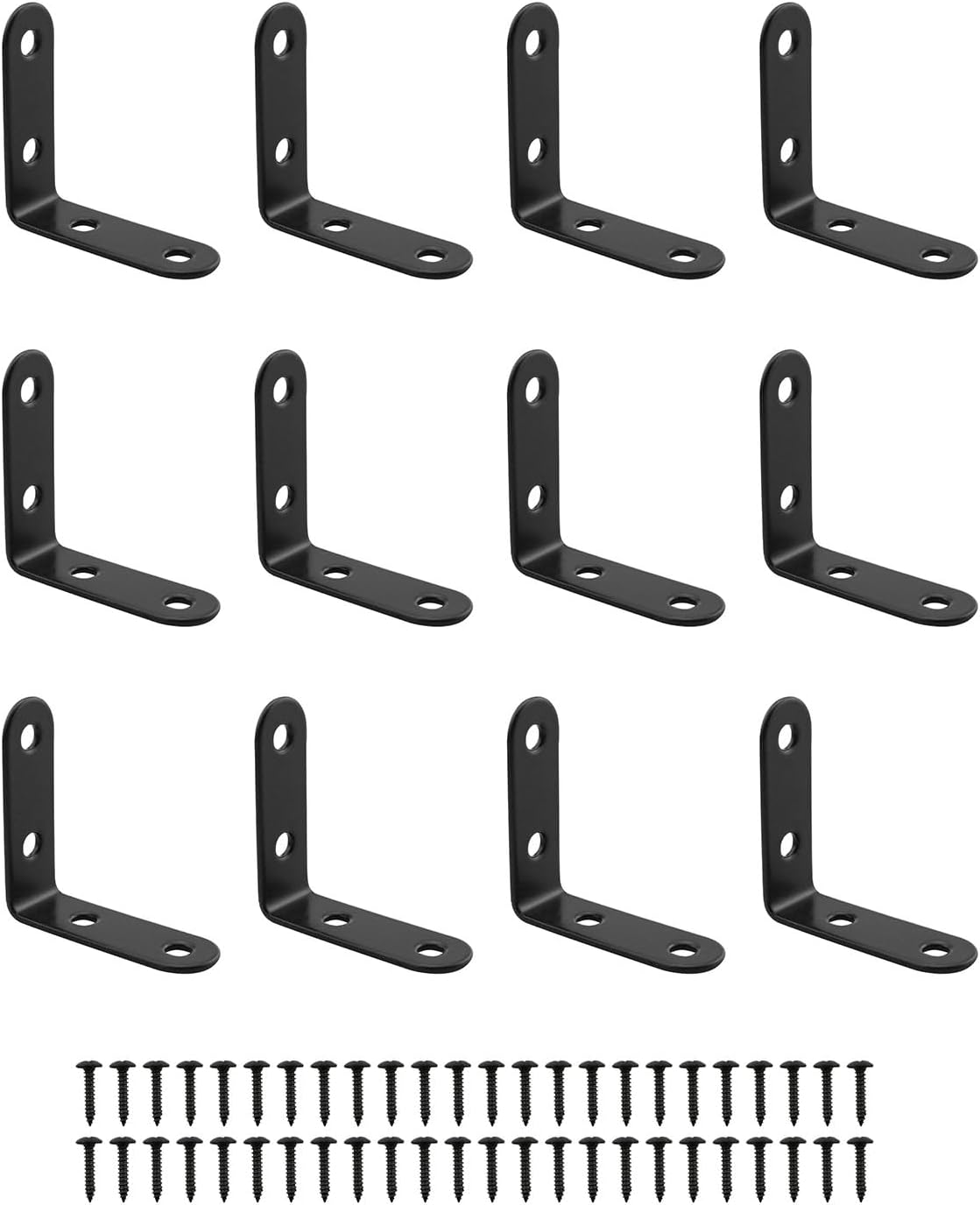 12 Pzas Soportes Acero Inox 90 Grados para Muebles Negro