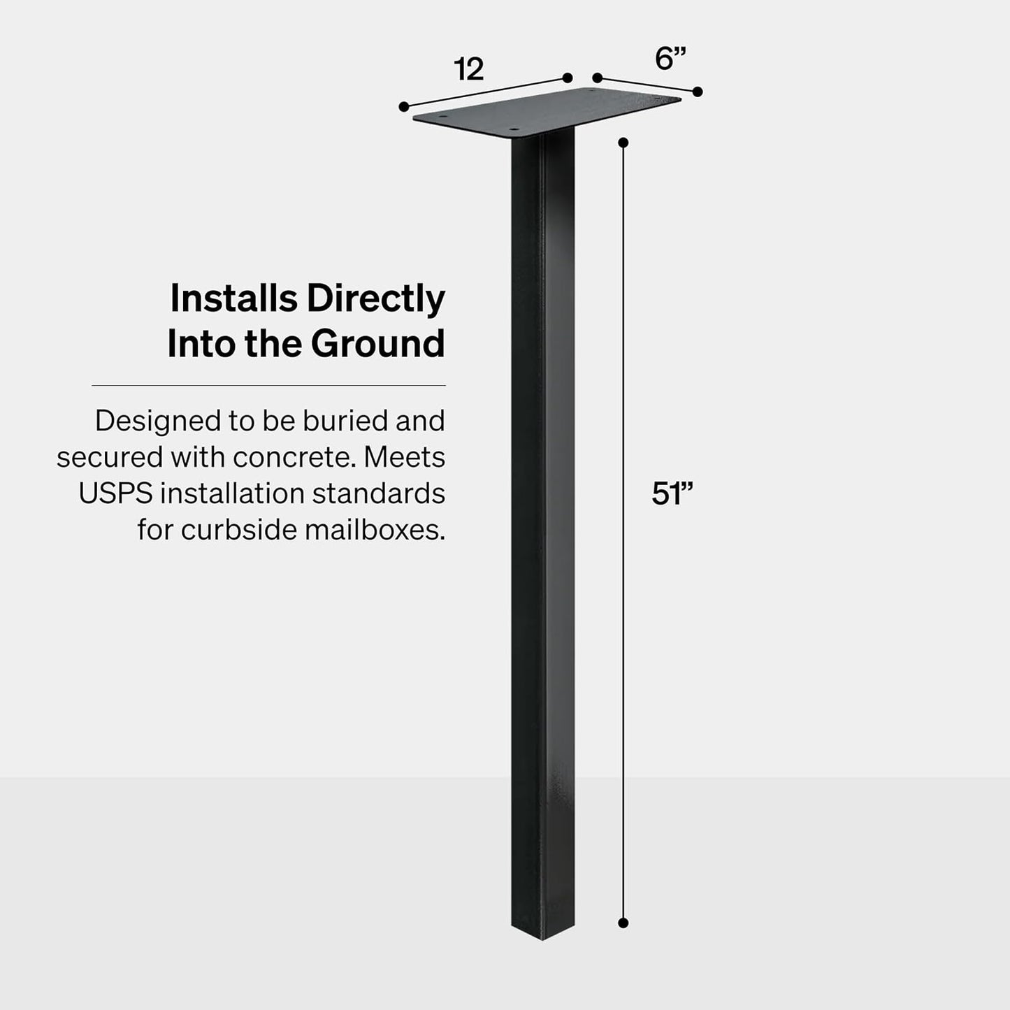 Poste buzón 51pulg metal resistente exterior color negro