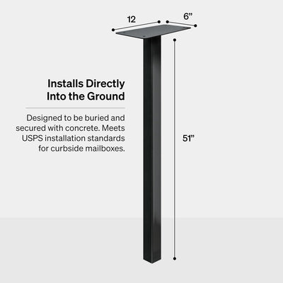 Poste buzón 51pulg metal resistente exterior color negro