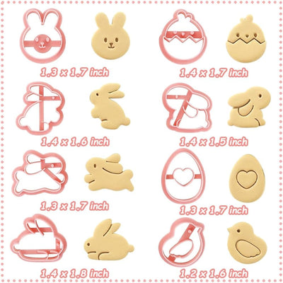 Mini cortadores de galletas de Pascua conejo huevo pollito diseño elevado