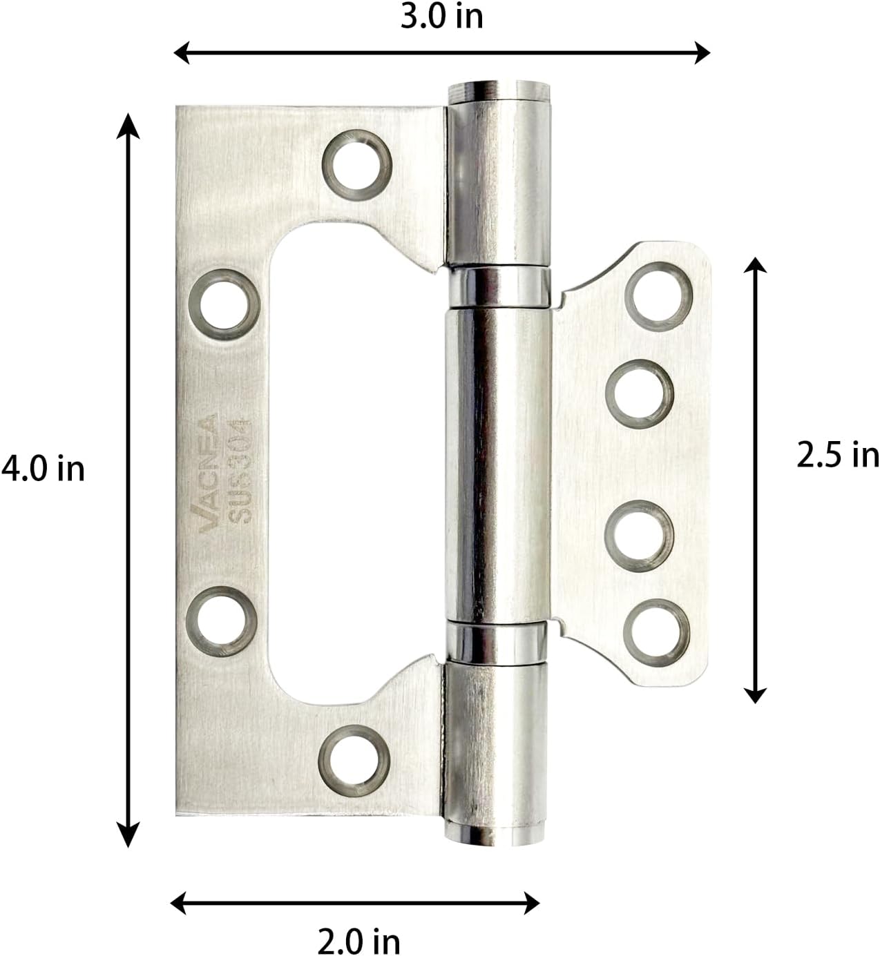 2 Pzas Bisagra Puerta Acero Inox 304 4x3pulg Níquel Satinado