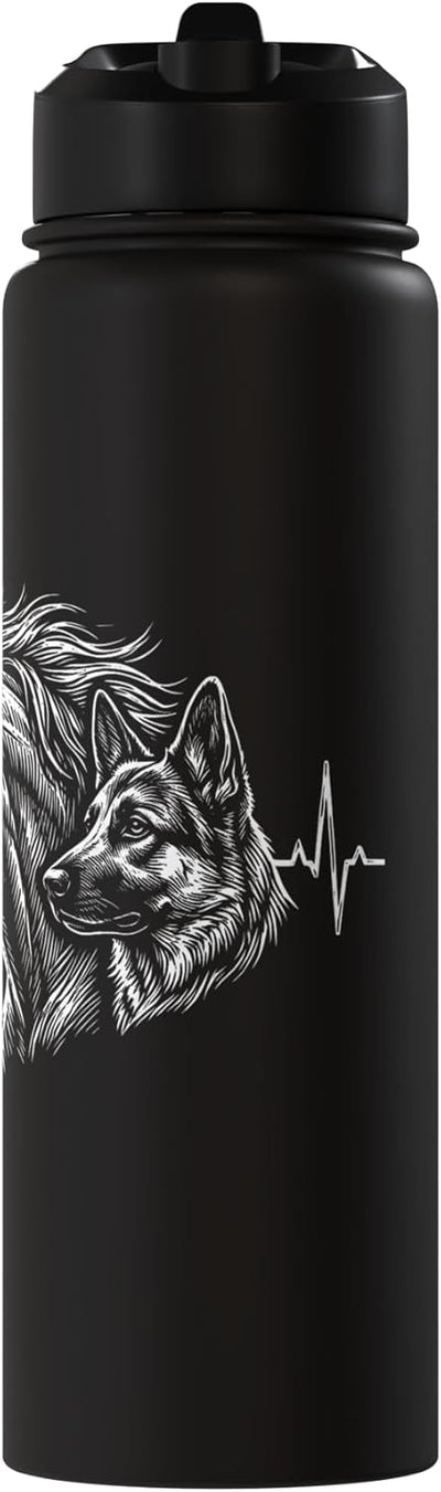Bottella de agua aislada con motivos caballo y perro acero inoxidable