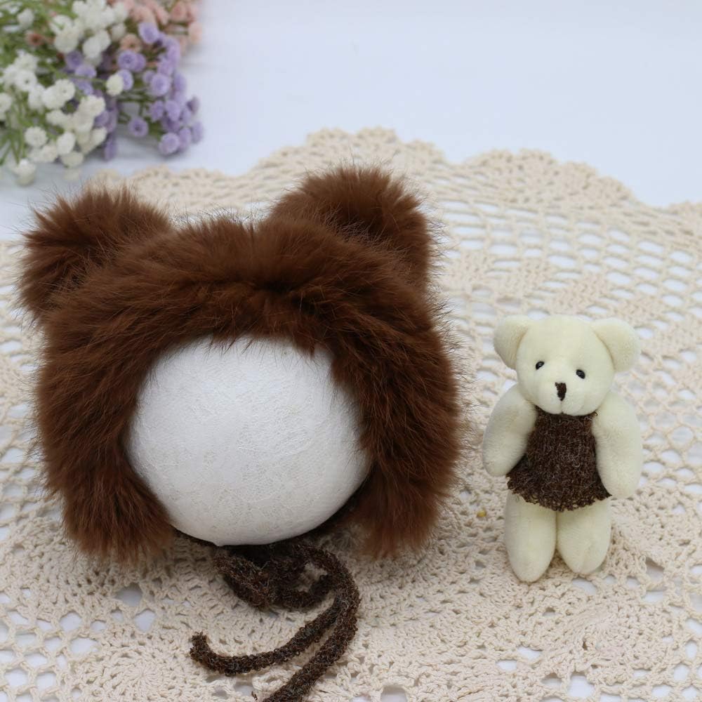 Manta envolvente para bebé con gorro oso y accesorios café