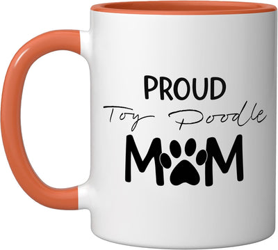 Taza cerámica para amante del perro poodle color naranja/blanco