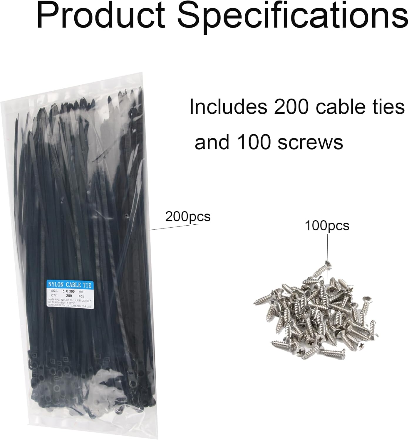 Pack 200 Bridas Cable 12pulg Orificios S Resistentes 100lb