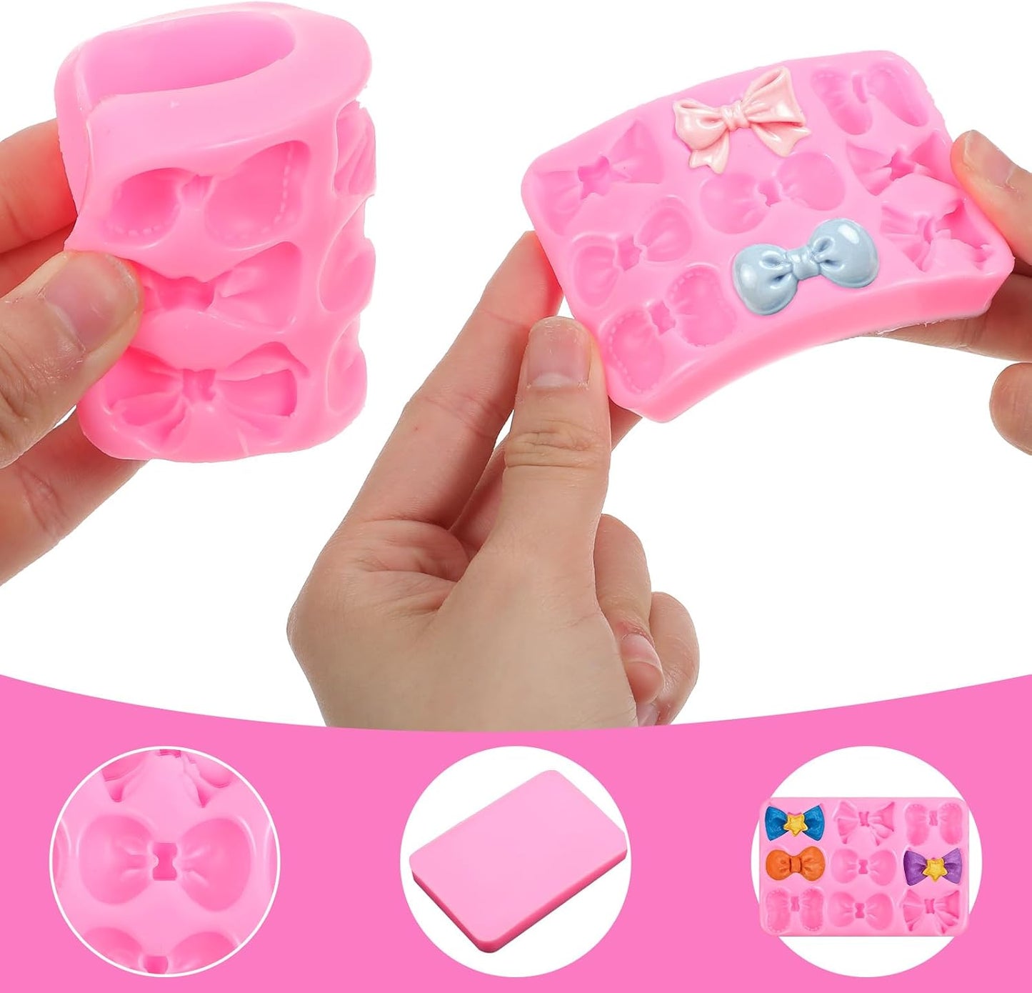 2 moldes para fondant de lazo reutilizables de silicona para dulces