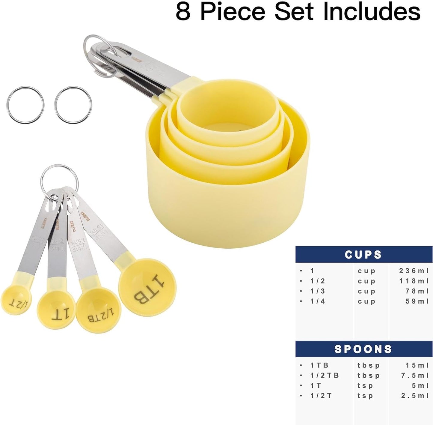 Juego de tazas y cucharas medidoras para personas con discapacidad visual