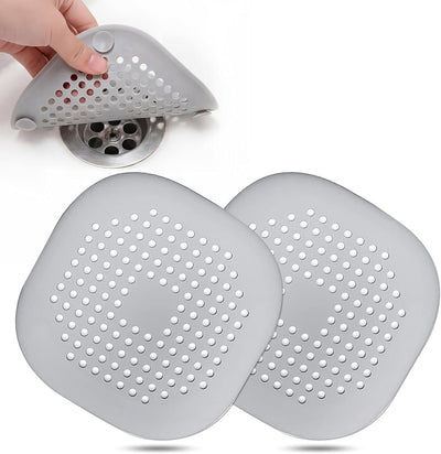 Pack 2 Desagües Ducha Silicona Ventosa Cubierta Cuadrada Gris