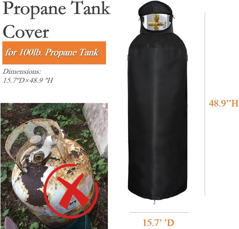 Cubierta tanque propano 100lb tela oxford impermeable negro