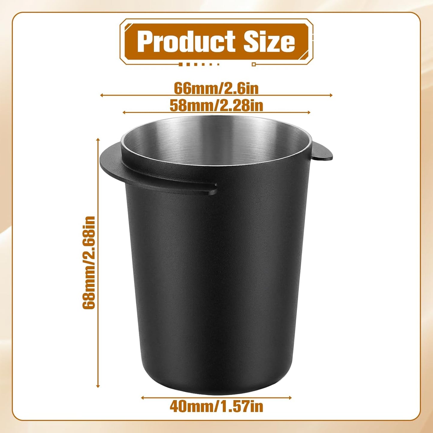 Copa dosificadora café acero inox para molinillo negro