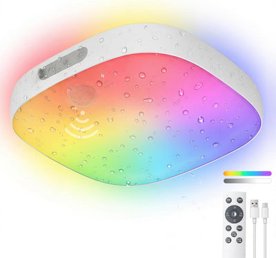 Luz ducha IP65 con sensor movimiento 18 colores RGB recargable