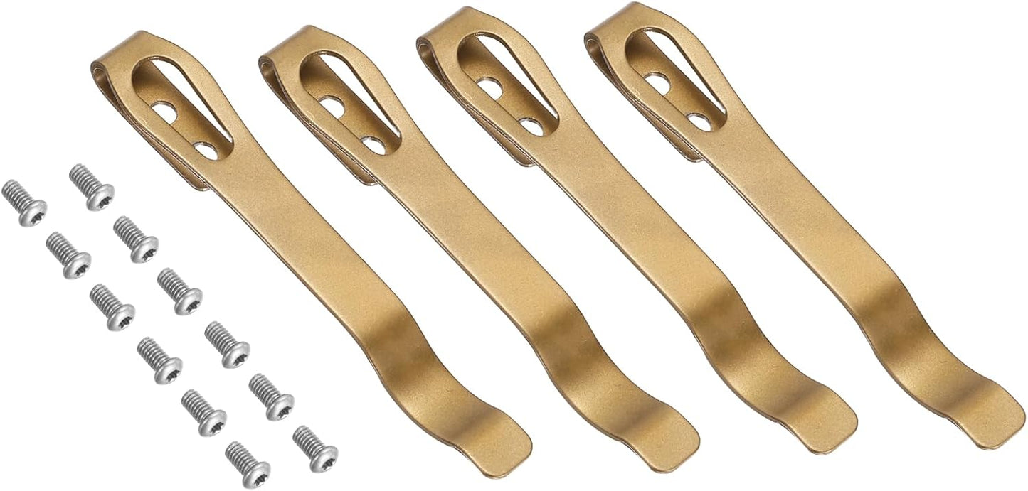 Set 4 Clips Bolsillo Acero Inox 420 Plegables para Cuchillo