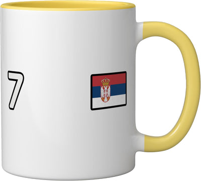 Taza Cerámica Bandera Serbia Amarillo Blanco