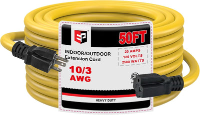 Cable extensión exterior 10x50pies enchufe T-Blade 250V amarillo