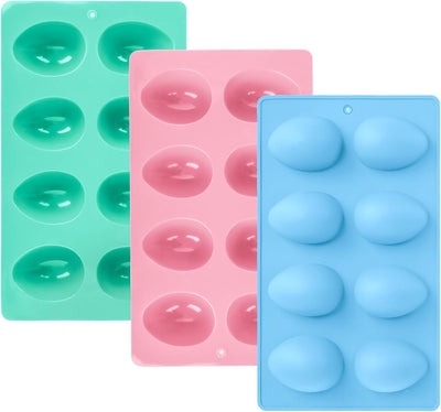 3 Moldes Silicona Huevos Pascua 8 Cavidades para Hornear