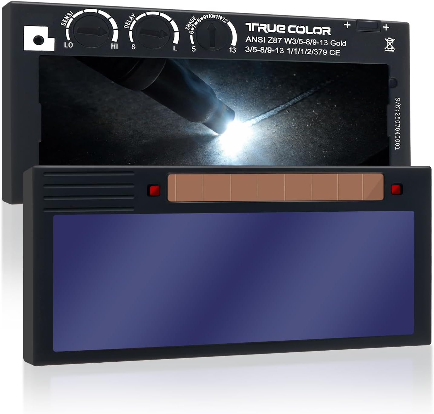 Lente soldadura automático 5-13 azul ajustable vista real