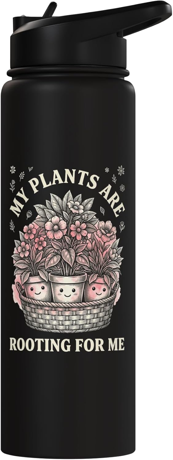 Botella de agua acero inoxidable aislada para amantes de las plantas