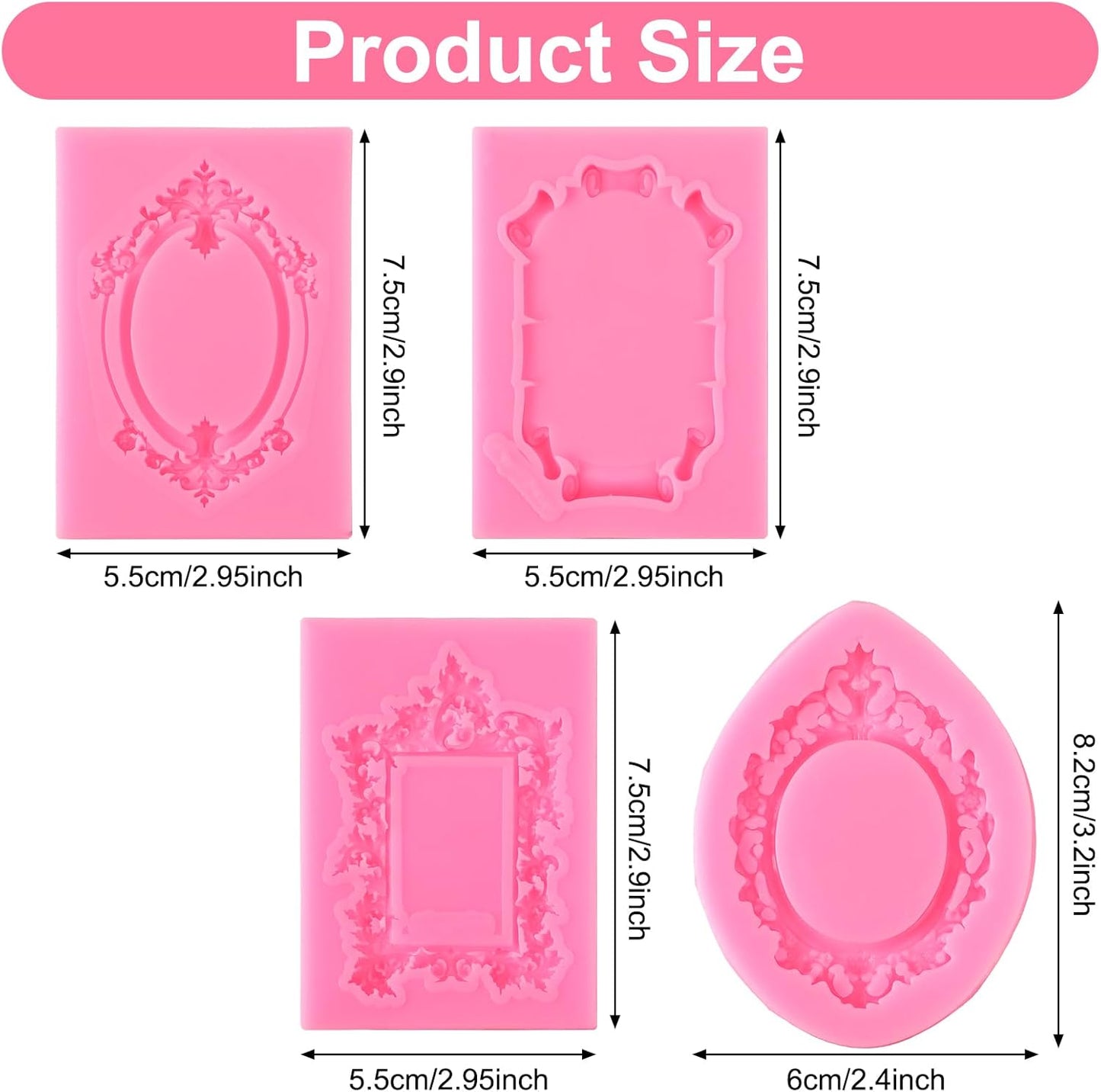 8 Moldes Silicona Redondo Barroco para Pasteles Cupcakes