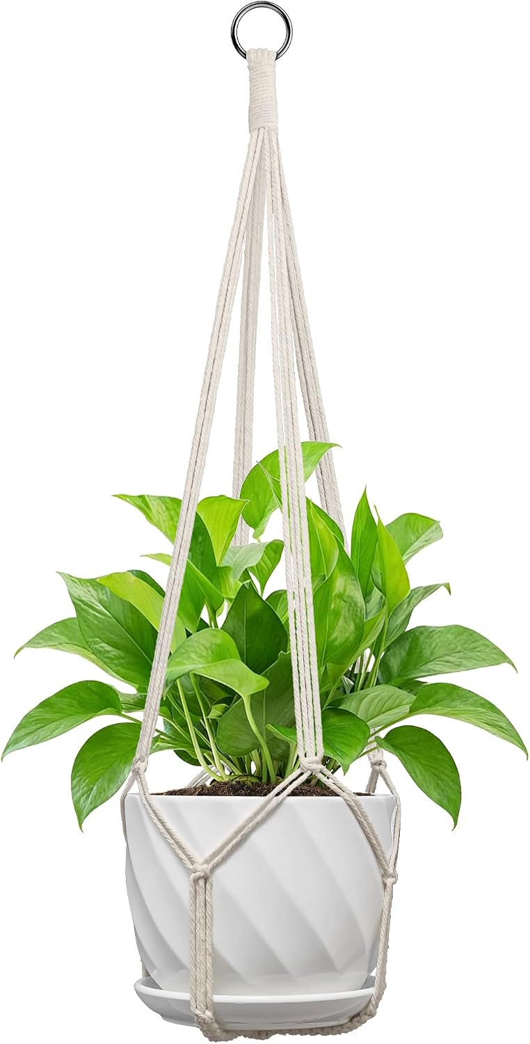 Colgador macramé para macetas 4-13pulg 35pulg blanco