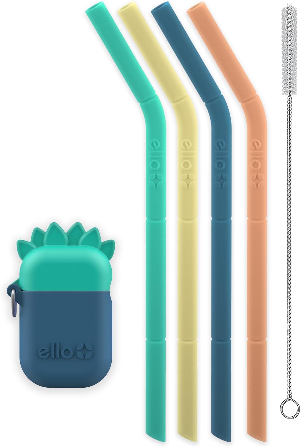 6 Popotes Silicona Reutilizables con Funda Plegable y Cepillo