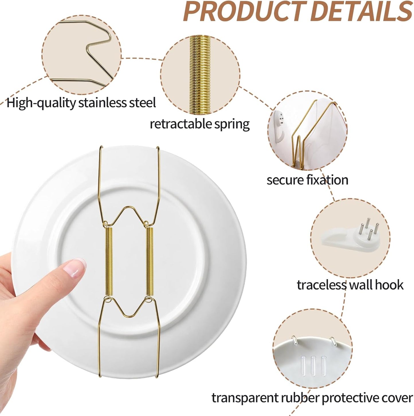 Perchas para placas pared set 4 soportes ajustables acero inox