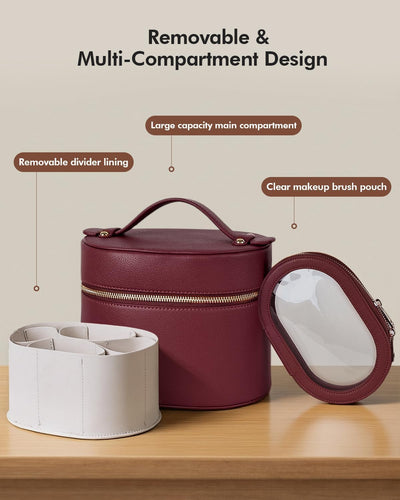 Bolsa maquillaje viaje con organizador cuero vegano transparente