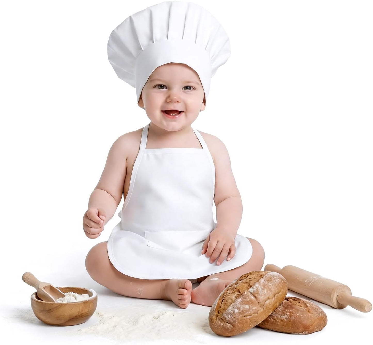 Juego disfraz chef bebé blanco M con sombrero y delantal