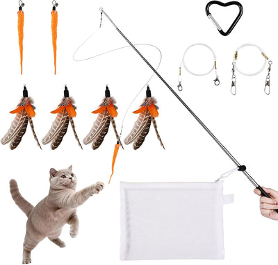 Juego gatos varitas retráctiles 9-31.5pulg plumas gusanos cuerdas