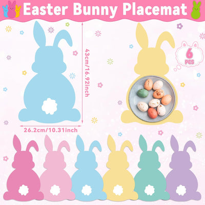 Juego de 6 manteles individuales con diseño de conejo de Pascua