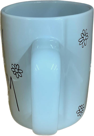 Taza de café Boy Mom de Rae Dunn Magenta azul cerámica con diseño de margaritas