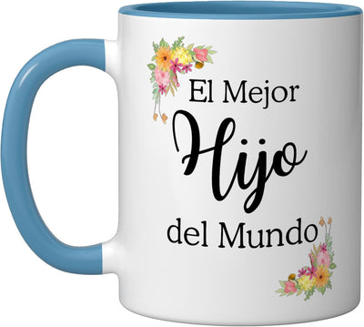 Taza de cerámica española Best Sonpulgadathe World azul y blanco