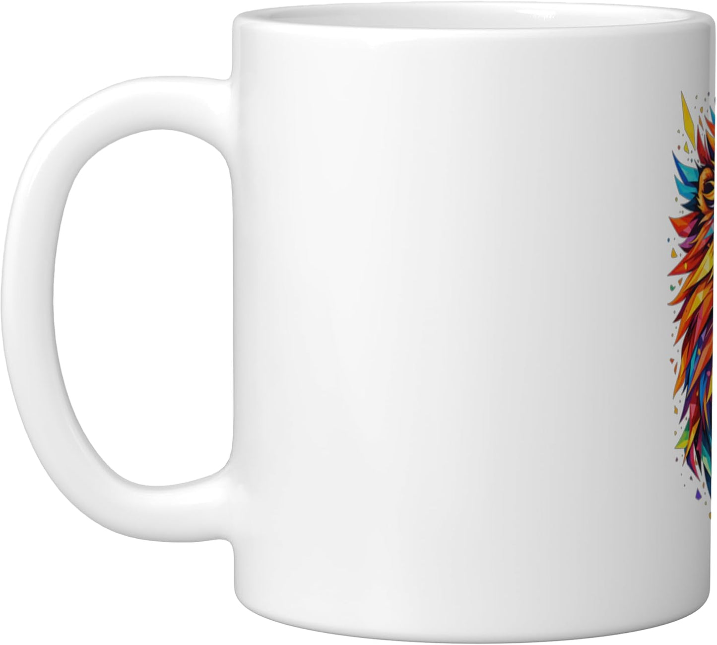 Taza Cerámica Arte Geométrico León Blanco