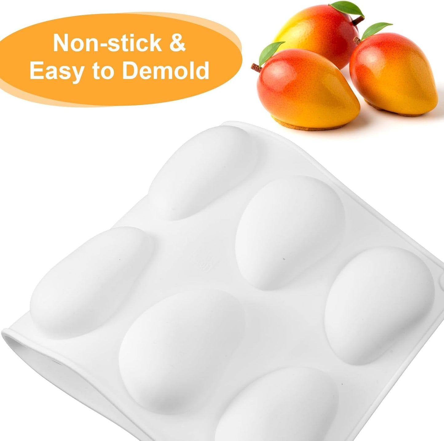 Molde de silicona antiadherente para pastel de mousse con forma de mango 10 cavidades