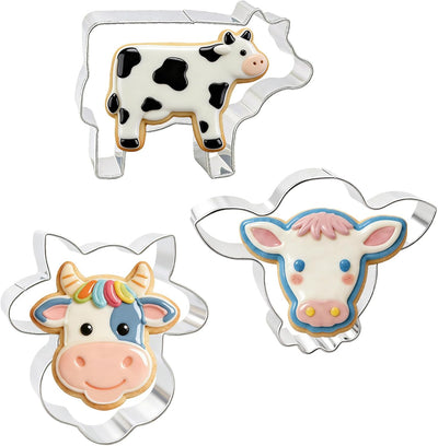 Set 3 cortadores vaca acero inox para galletas