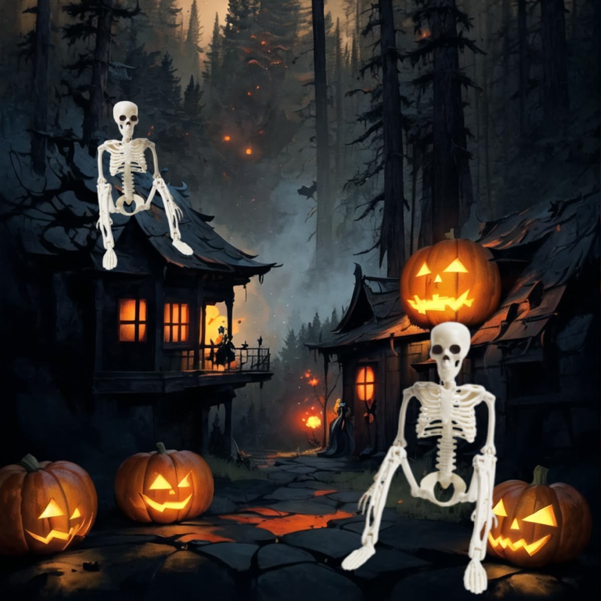 5 Esqueletos Halloween 16pulg Articulados Plástico Realista