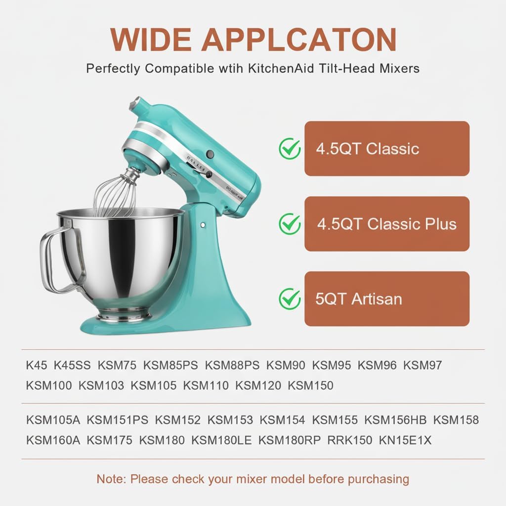 Tazón mezclador acero inox comp KitchenAid 5qt duradero