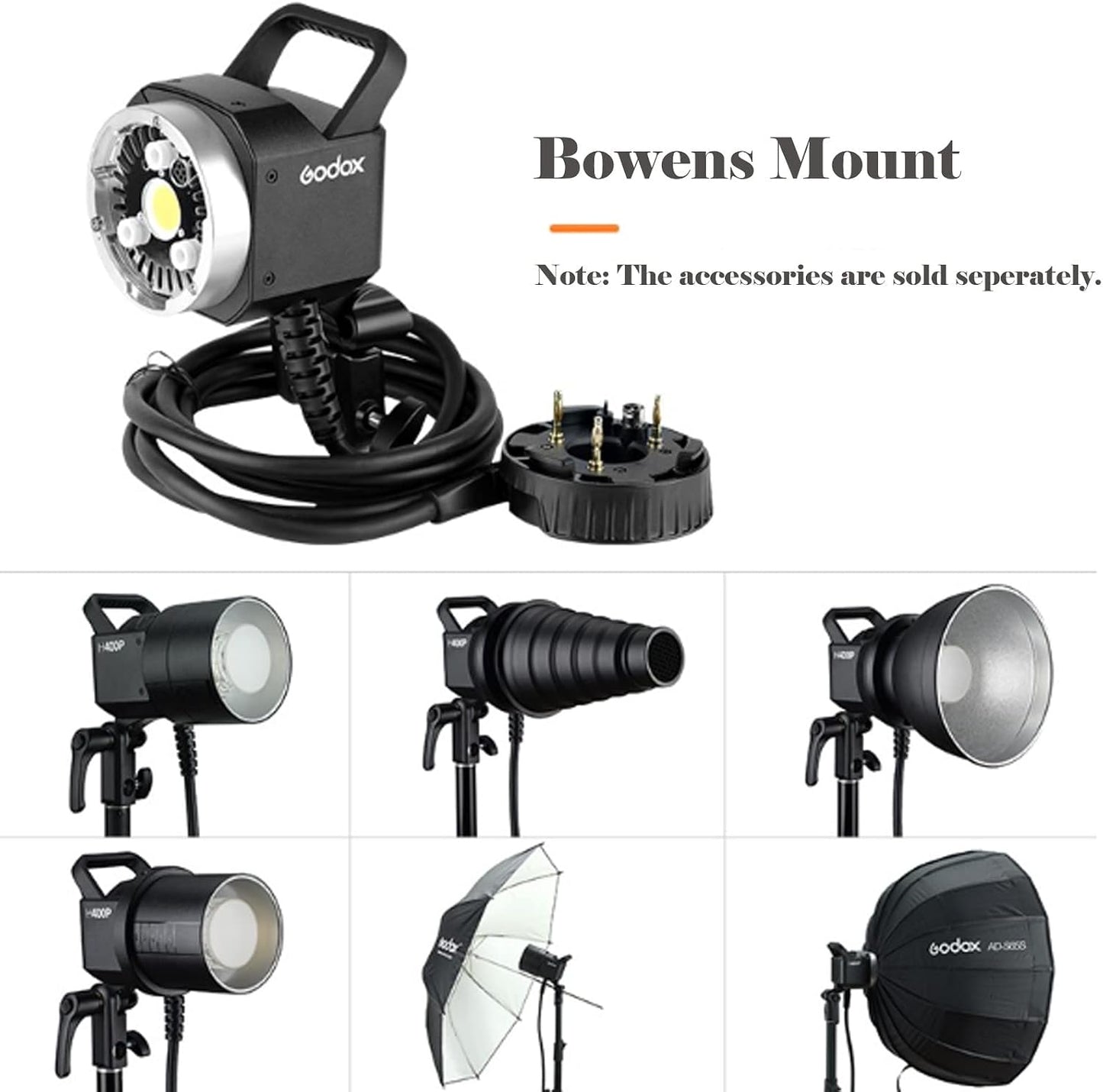 Cabezal flash Godox H400P para AD400Pro II con agarre