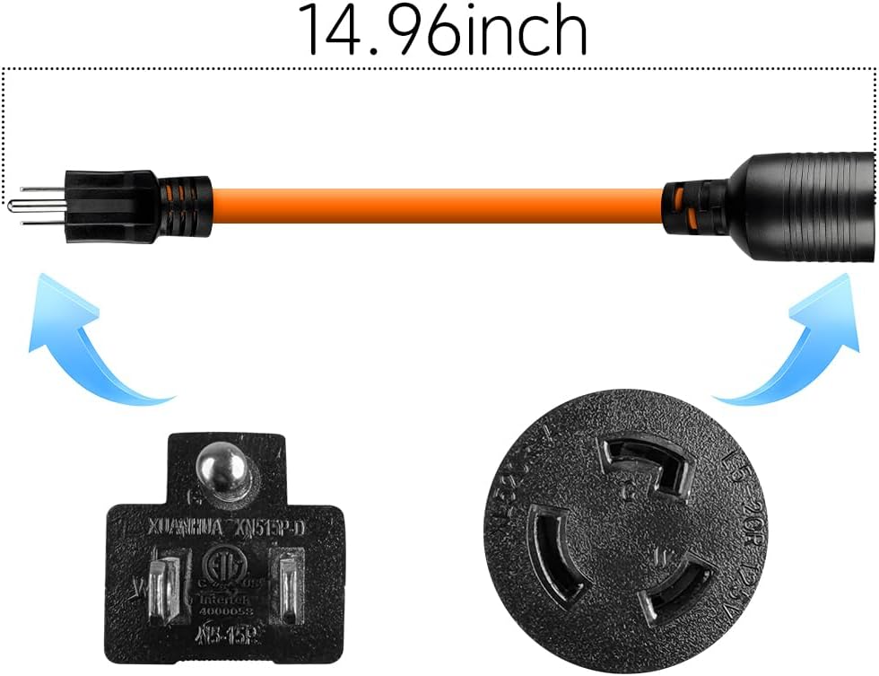 Pack 2 Cables Alimentación 5-15P a L5-20R Bloqueo Giratorio