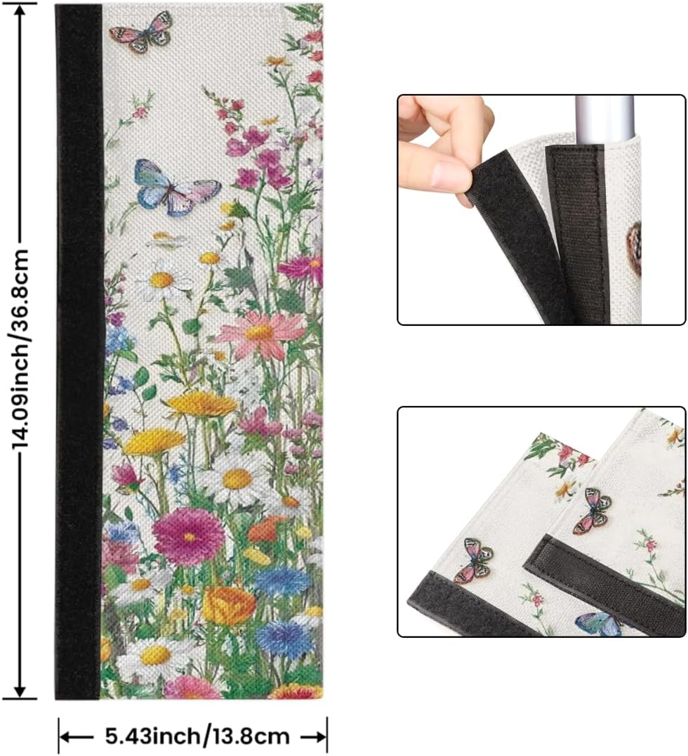 2 Pzas Fundas Manijas Puerta Nevera Diseño Flores Silvestres