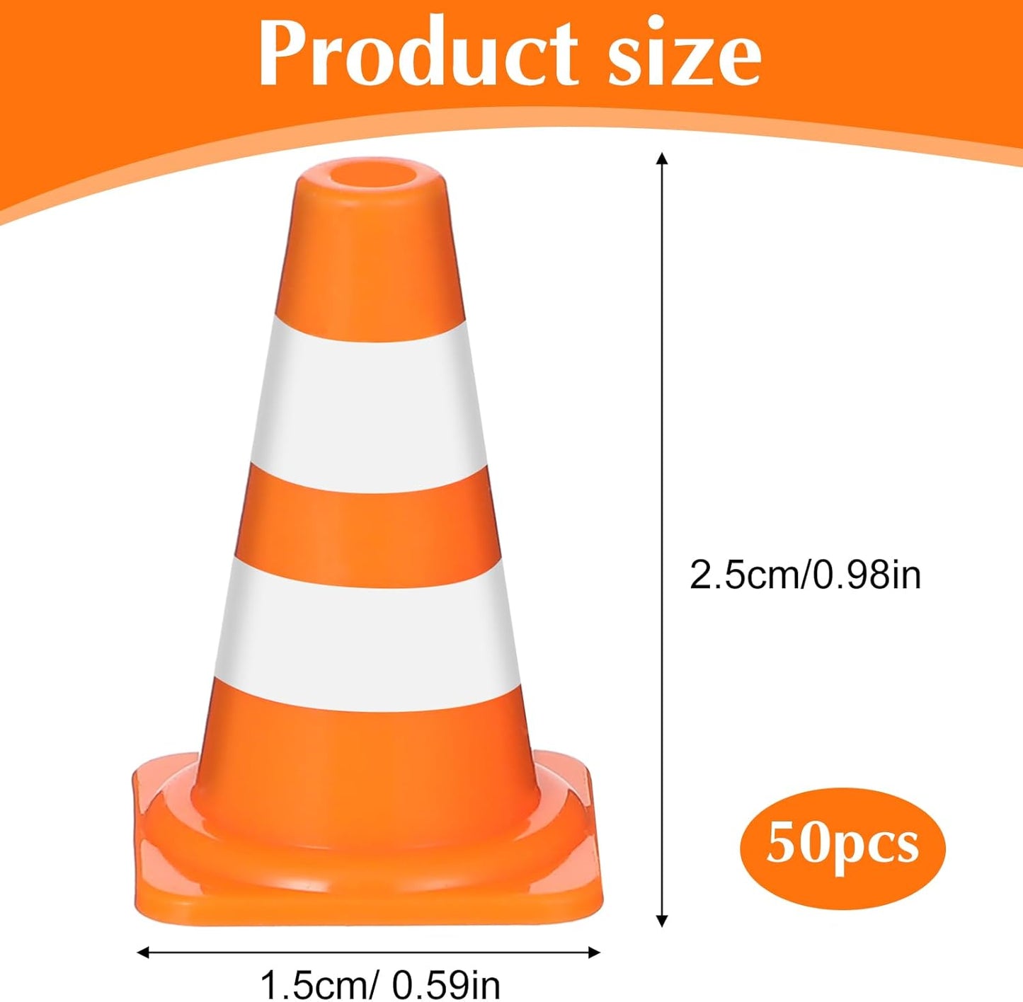 50 Mini Conos Tráfico Naranja Plástico Juguete
