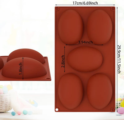 2 Moldes Silicona 5 Cavidades Huevos Hornear Chocolate Dulces