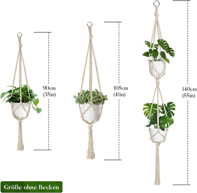 5 Colgadores Macramé para Plantas 34-54pulg con Ganchos