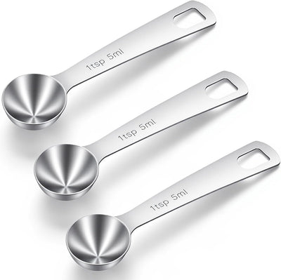 Set 3 cucharas medidoras acero inox 0.2oz cocina