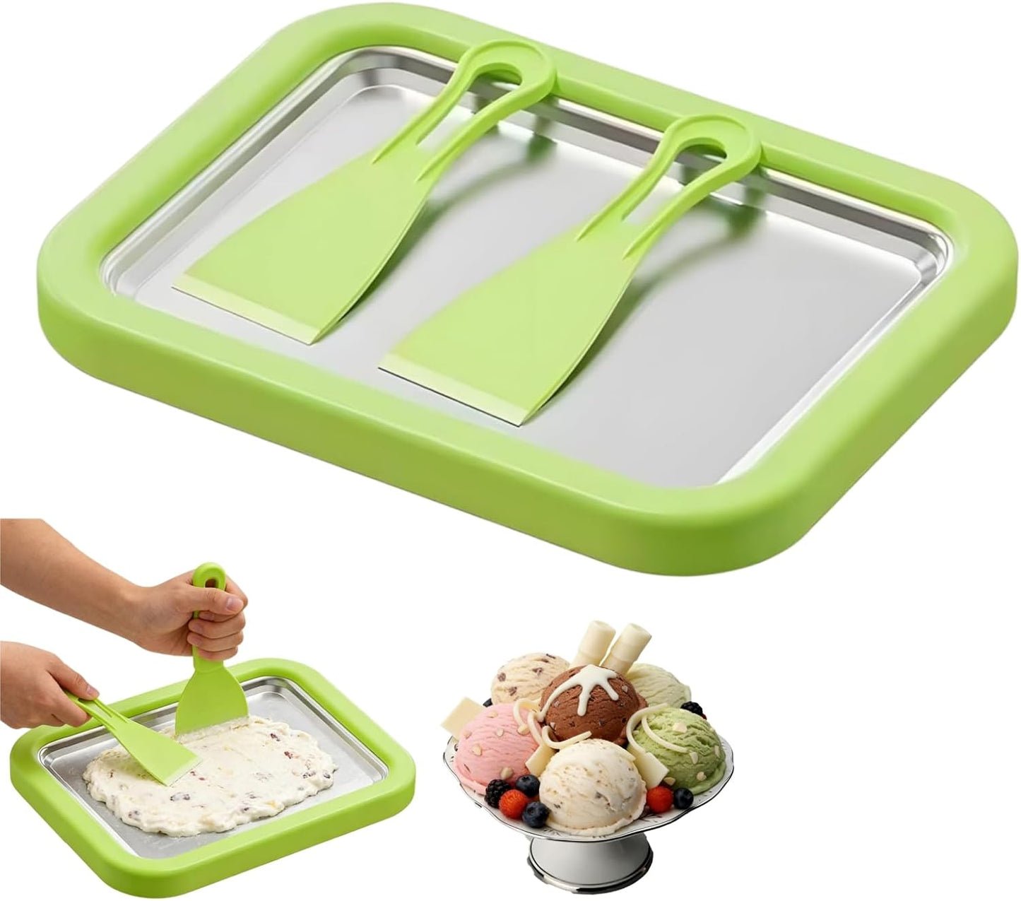 Kit máquina helado acero inox 2 raspadores bandeja