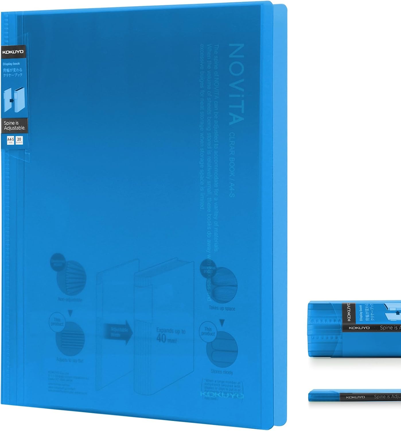 Carpeta 20 bolsillos fundas plástico 8.5x11 A4 azul claro