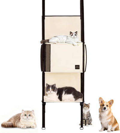 Árbol colgante para gatos 3 niveles puerta hamaca plegable