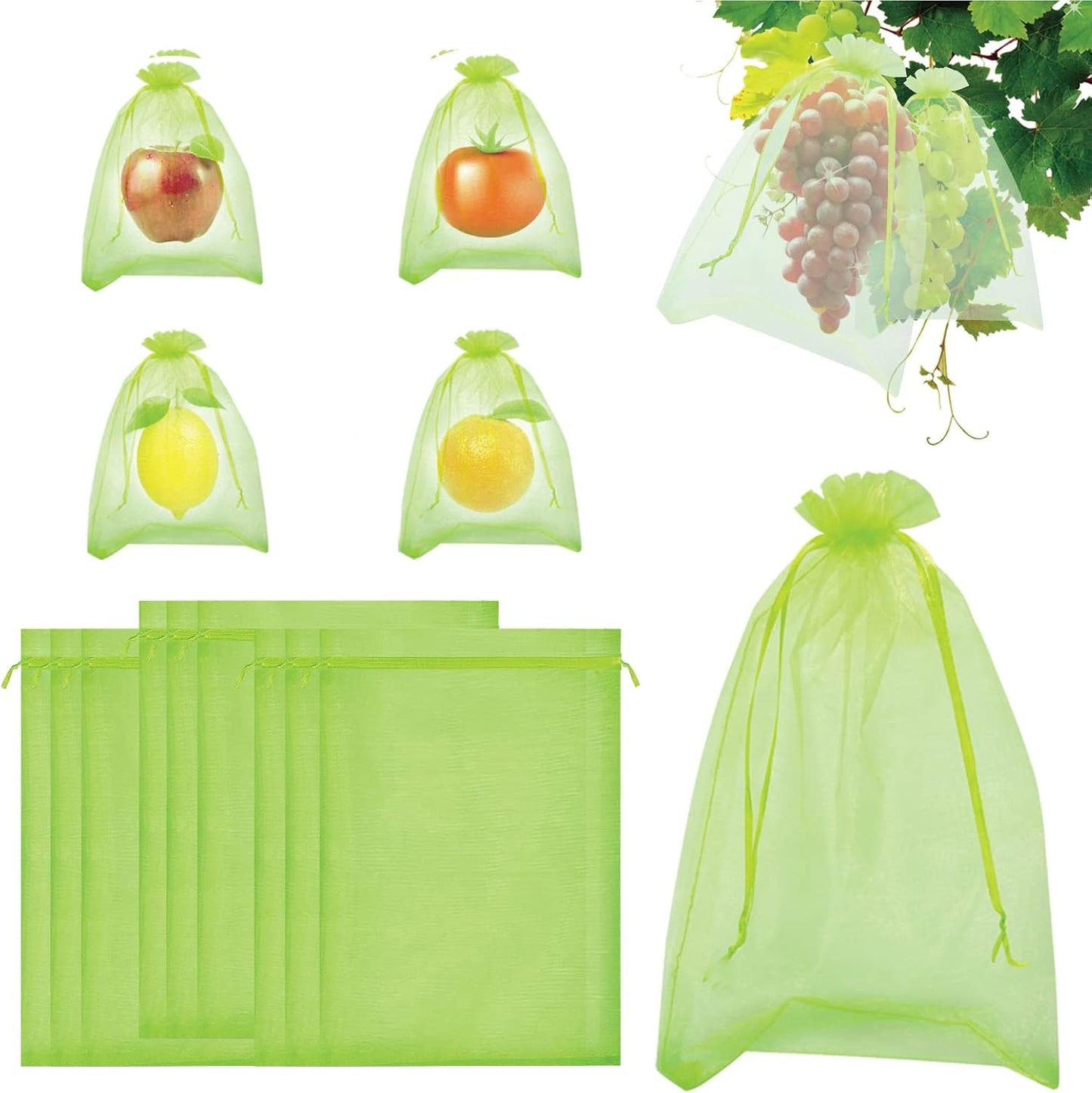Bolsas malla verde para frutas 6x8pulg 100uds
